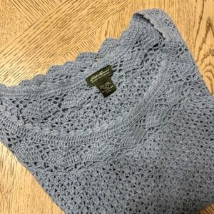 Eddie Bauer Blue Crochet Short Sleeve Tee